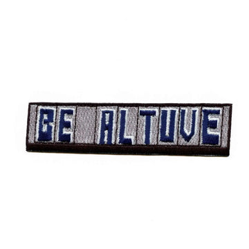 "Be Altuve" Houston Baseball Parody Blue/Grey Box Logo Iron On Patch 