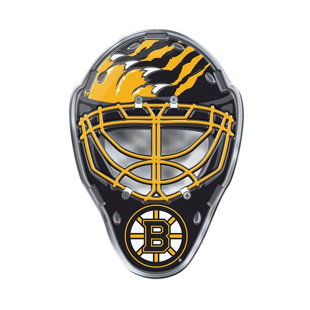 Boston Bruins Goalie Mask Colored Aluminum Car Auto Emblem – Patch Collection