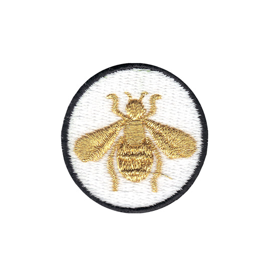 Gold Bumble Bee Embroidered Iron On Patch 