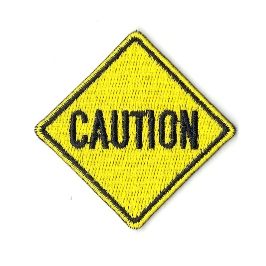 Caution Yellow Street Sign Iron On Patch 