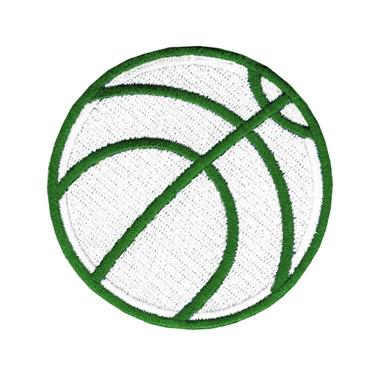 Basketball (Green & White) Iron On Embroidered Patch 