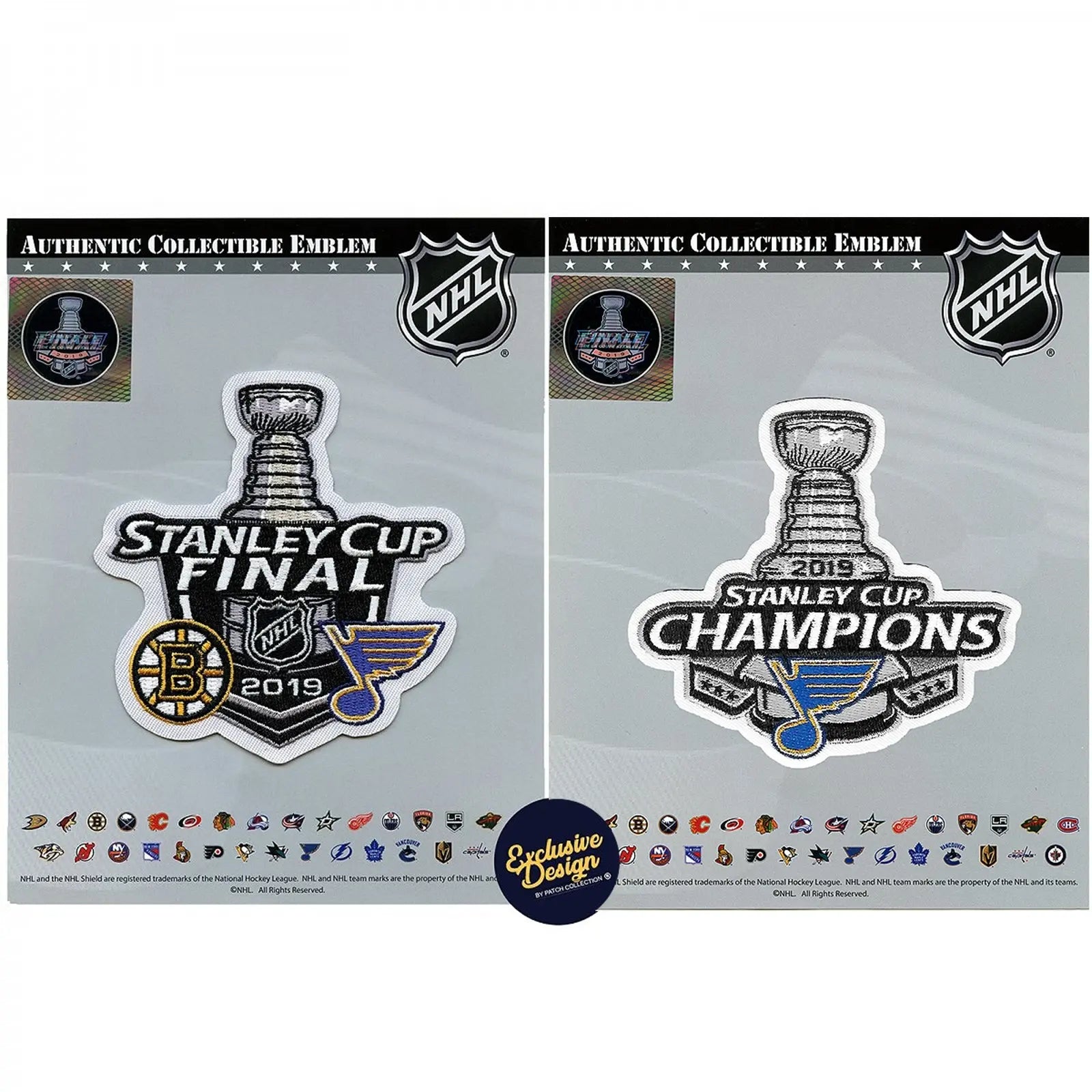 2019 Stanley Cup Final Champions And Dueling St. Louis Blues Jersey Patch Combo 