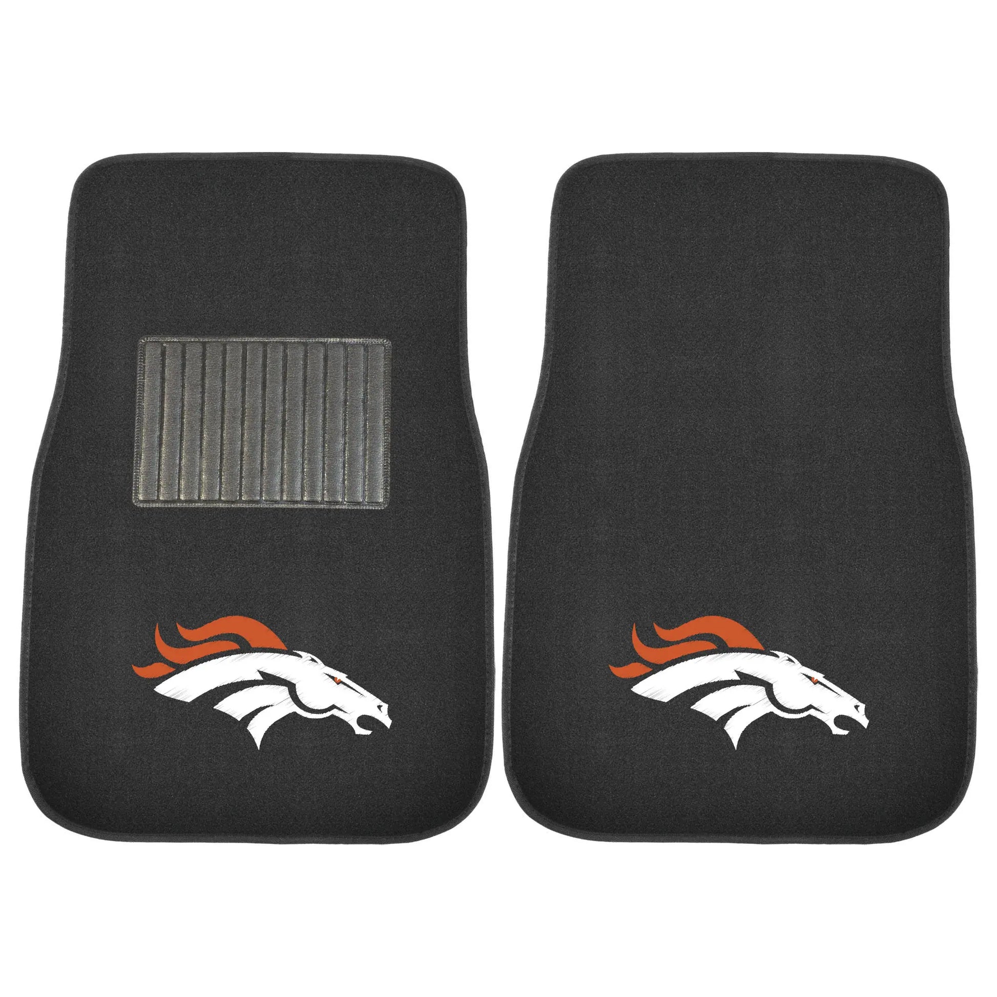 Denver Broncos 2-Piece 17 in. x 25.5 in. Carpet Embroidered Car Mat 