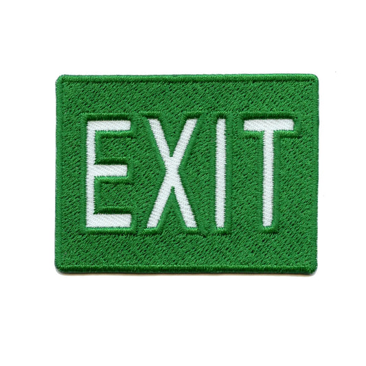 Green Exit Sign Embroidered Iron-on Patch 