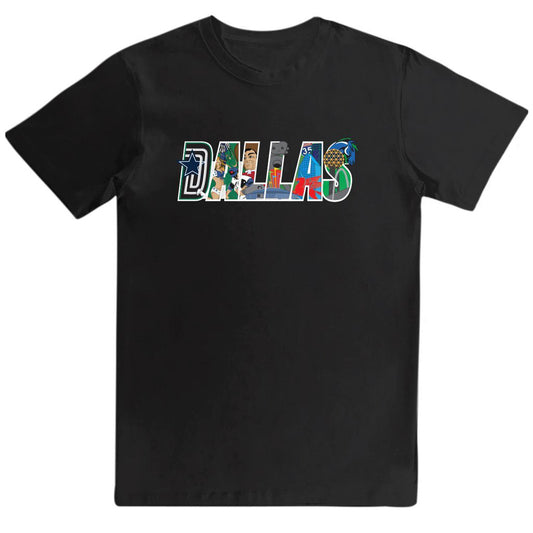Patch Collection's Dallas Texas Iconic Collage Unisex Crewneck T-Shirt 