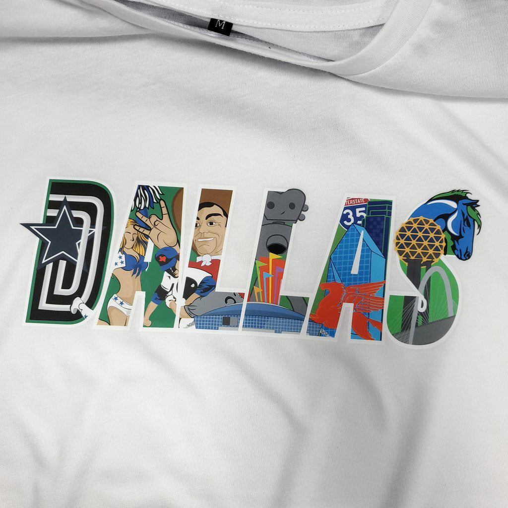 Patch Collection's Dallas Texas Iconic Collage Unisex Crewneck T-Shirt 