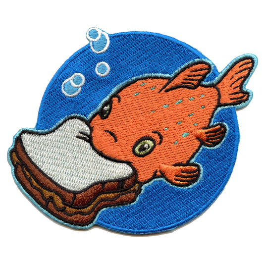 Official Lilo And Stitch: Pudge The Fish With Sandwich Embroidered Iron On Patch 