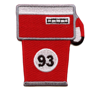Red Fuel Gas Pump Emoji Iron On Embroidered Patch 