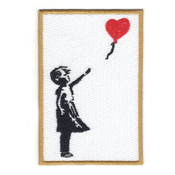 Girl With Red Balloon Iron On Patch 