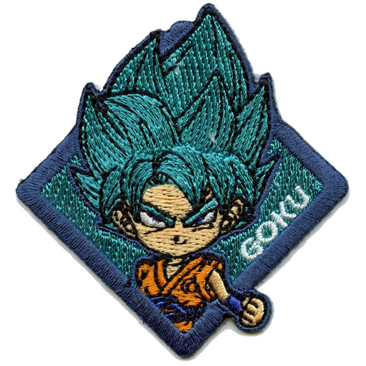 Dragon Ball Z Blue Goku Character Square Anime Embroidered Iron On Patch 