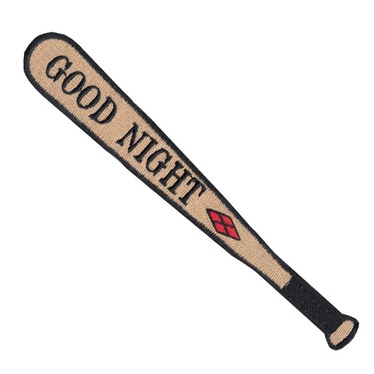 Goodnight Baseball Bat Iron On Embroidered Patch 