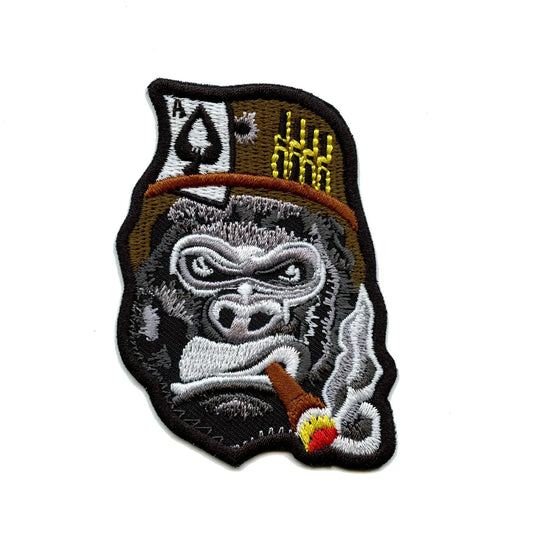 Gorilla General Smoking Cigar Embroidered Iron On Patch 