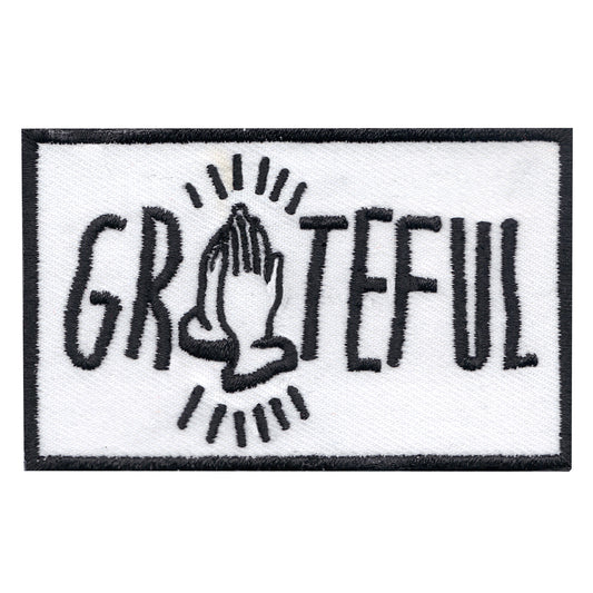 Praying Hands Grateful Iron On Embroidered Patch 