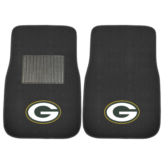 Green Bay Packers 2-Piece 17 in. x 25.5 in. Carpet Embroidered Car Mat 