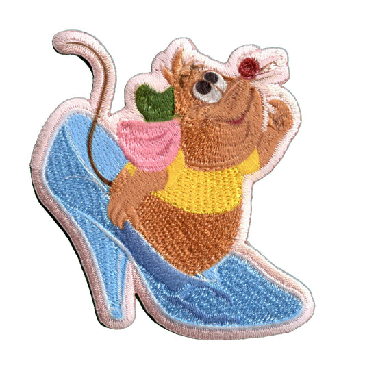 Official Cinderella Gus In Glass Slipper Embroidered Iron On Applique Patch 