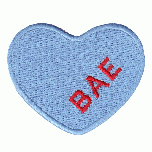 Blue Heart "Bae" Embroidered Iron on Patch 