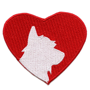 Red Heart With Corgi Embroidered Iron on Patch 