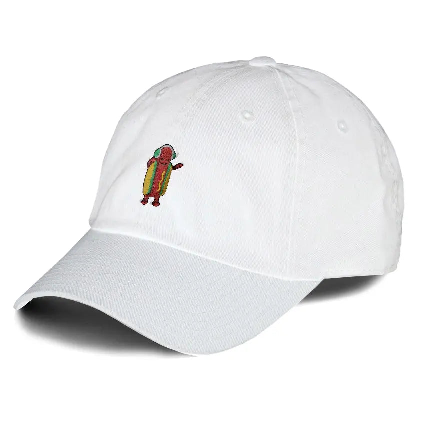 Dancing Hotdog Dad Hat Embroidered Curved Adjustable Baseball Cap 