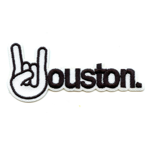 Houston H Hand With Houston Script Embroidered Iron On Patch 