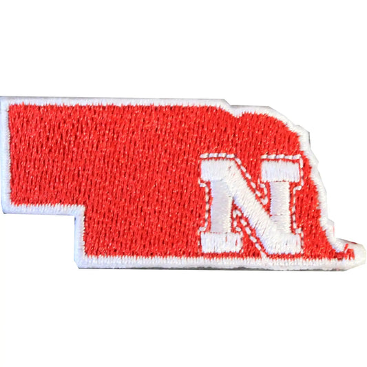 Nebraska Cornhuskers State Logo Iron On Embroidered Patch Large 