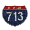 Houston I-713 Sign Logo Embroidered Iron on Glitter Sparkle Patch Bling