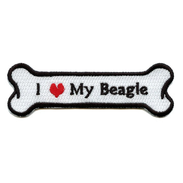 I Heart My Beagle Dog Bone Iron On Applique Patch 