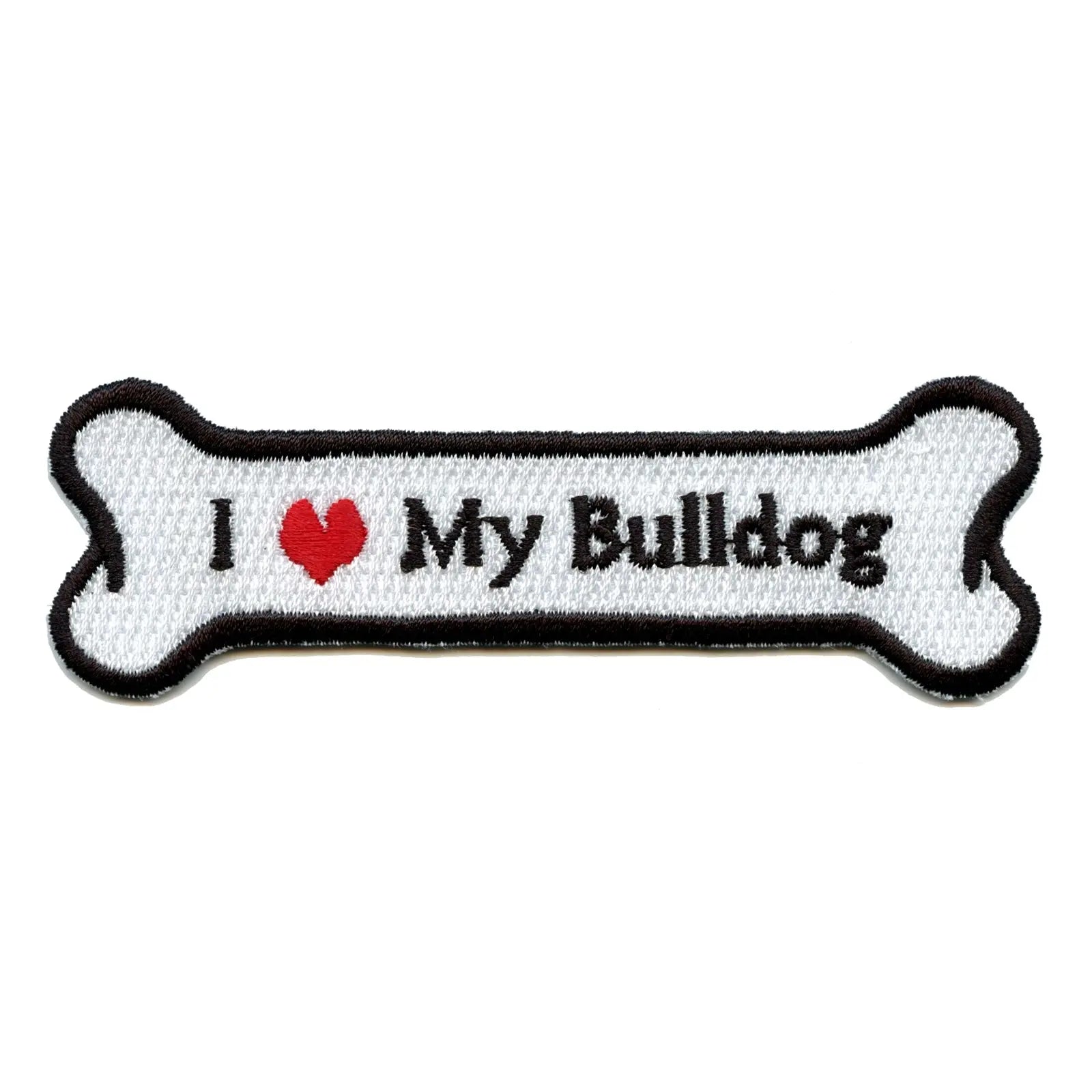 I Heart My Bulldog Dog Bone Iron On Applique Patch 