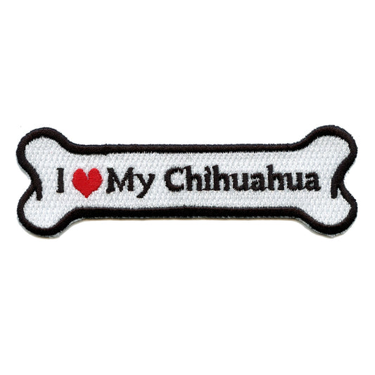 I Heart My Chihuahua Dog Bone Iron On Applique Patch 