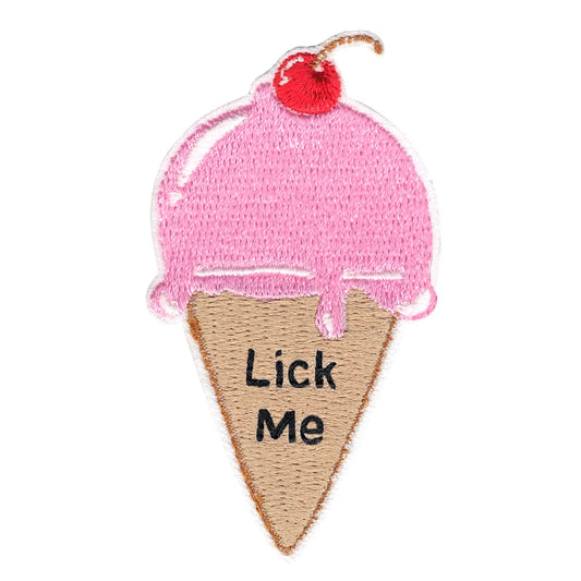 Pink Ice Cream "Lick Me" Iron On Applique Patch 