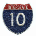 Houston Freeway Interstate 10 I-10 Sign Embroidered Iron on Glitter Sparkle Patch Bling