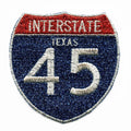 Houston Freeway Interstate 45 I-45 Sign Embroidered Iron on Glitter Sparkle Patch Bling