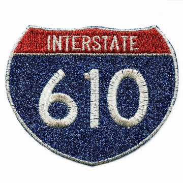 Houston Interstate I-610 Highway Sign Logo Iron On Glitter Sparkle Patch Bling 