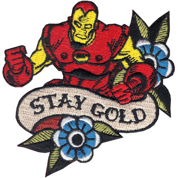 The Avengers Iron Man Retro 'Stay Gold'  Iron on Patch 