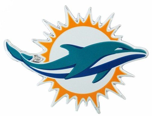 Miami Dolphins Colored Aluminum Car Auto Emblem 