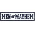 Men Of Mayhem Blue On White Bikers Club Iron On Patch