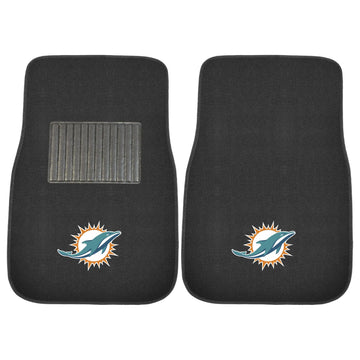Miami Dolphins 2-Piece 17 in. x 25.5 in. Carpet Embroidered Car Mat 