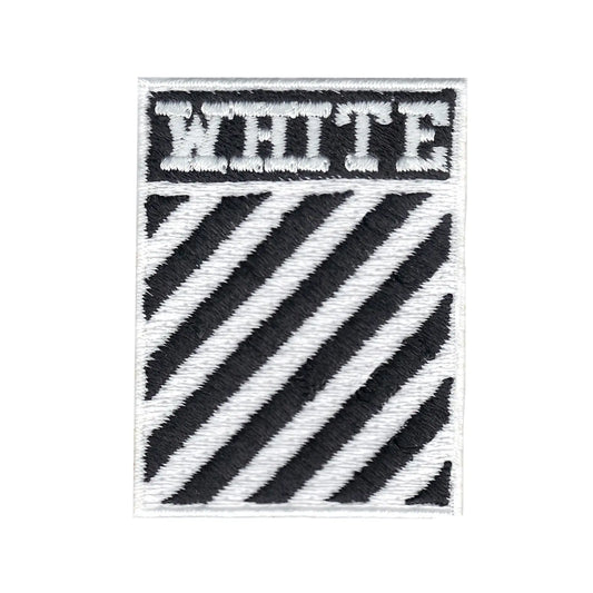White Stripes Box Logo Iron On Embroidered Patch 