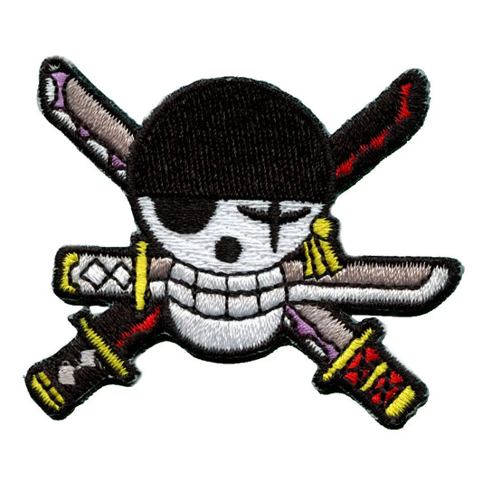 One Piece Anime Zoro New World Skull Embroidered Iron On Patch 