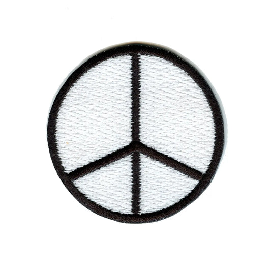 Black Peace Sign Embroidered Iron On Patch 