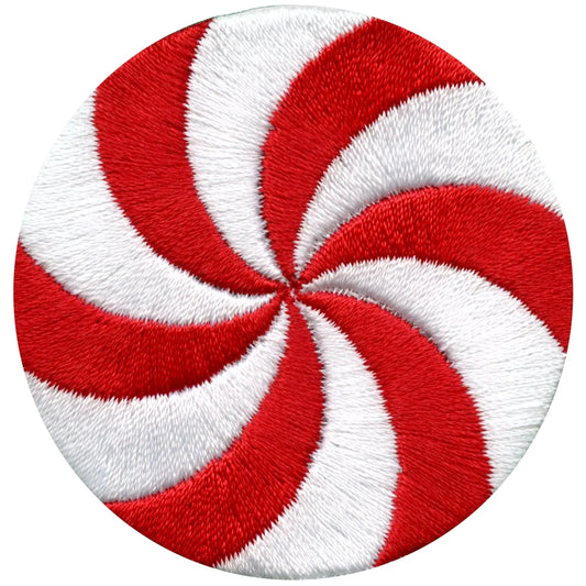 Peppermint Candy Swirl Embroidered Iron On Patch 