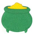 St Patricks Day Green Pot Of Gold Embroidered Iron On Patch