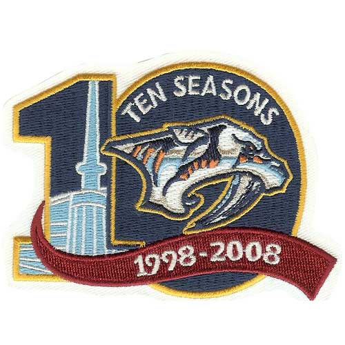 Nashville Predators 10th Anniversary Patch (2007-08) 