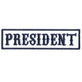 President Blue On White Bikers Club Iron On Patch