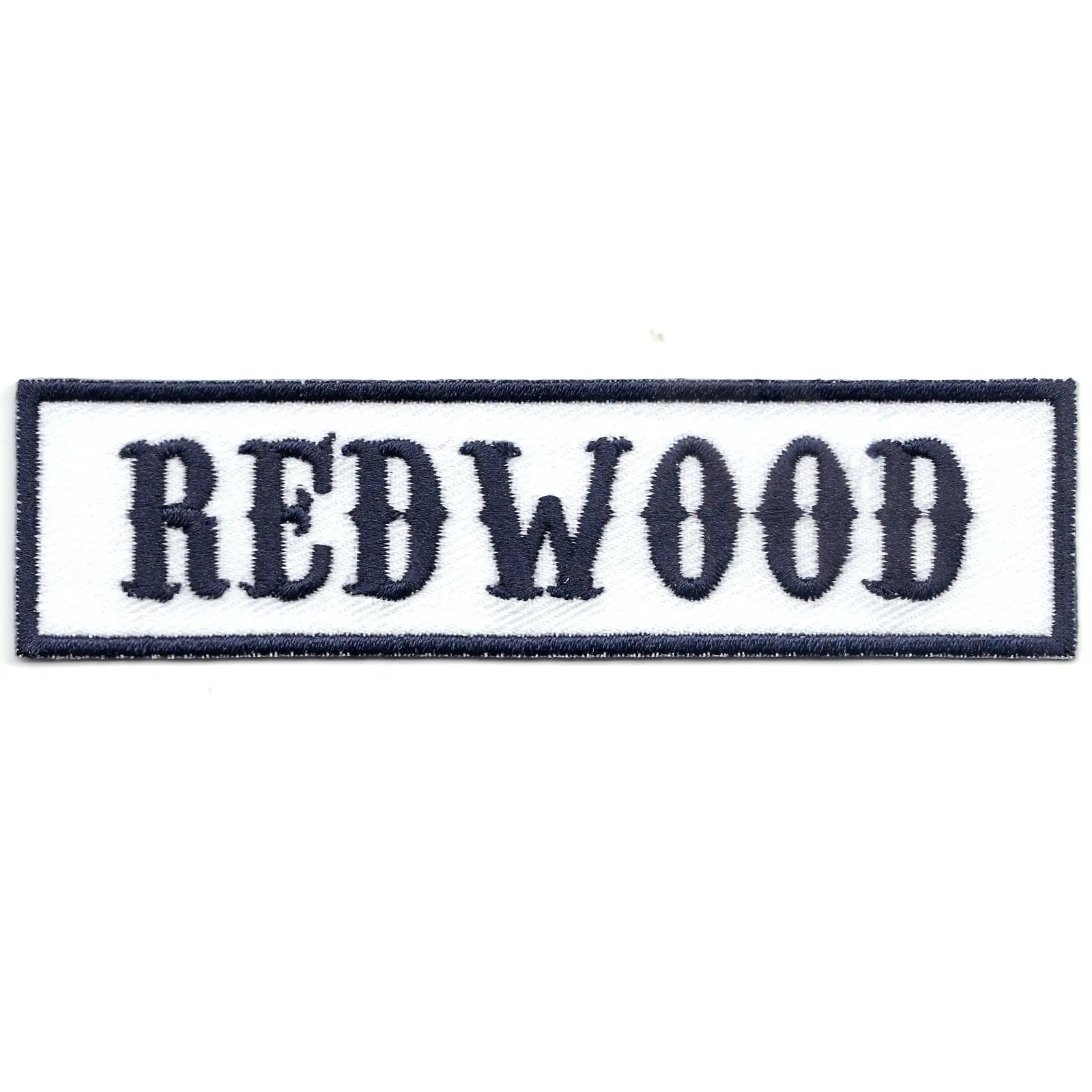 Redwood Blue On White Bikers Club Iron On Patch 