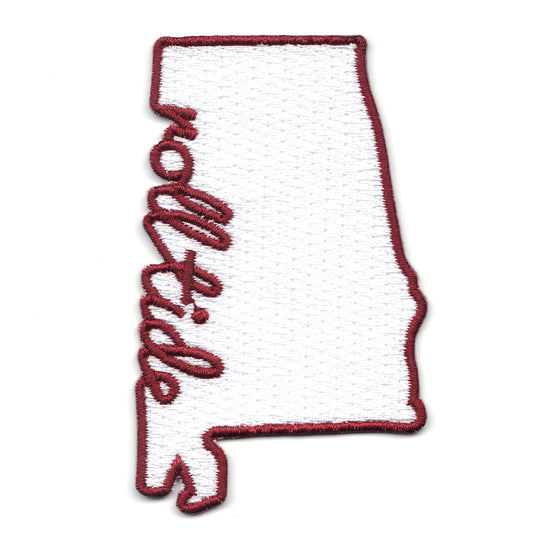 Alabama "Rolltide" State Shape Patch College Sports Represent Embroidered Iron On 