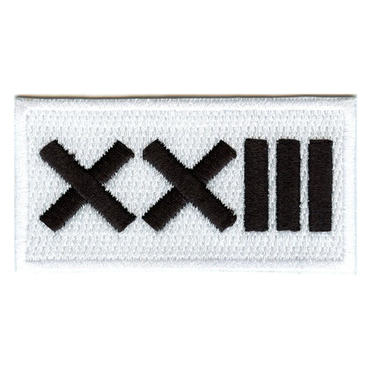 Roman Numeral Number 23 Iron On Patch-White (ALT) 