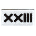 Roman Numeral Number 23 Iron On Patch-White (ALT)