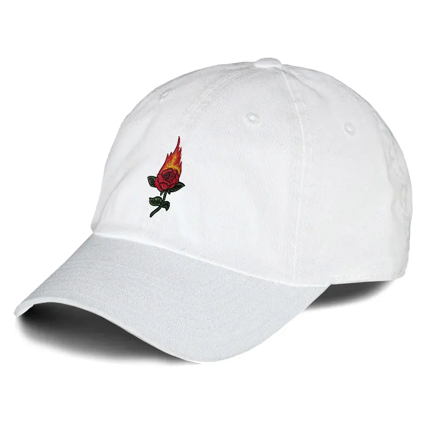 Rose on Fire Dad Hat Embroidered Curved Adjustable Baseball Cap 