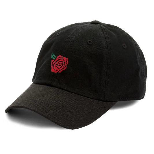 Simple Rose Dad Hat Embroidered Curved Adjustable Baseball Cap 