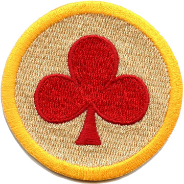 Royal Red Clubs Merit Badge Embroidered Iron-on Patch 